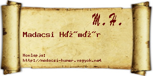 Madacsi Hümér névjegykártya
